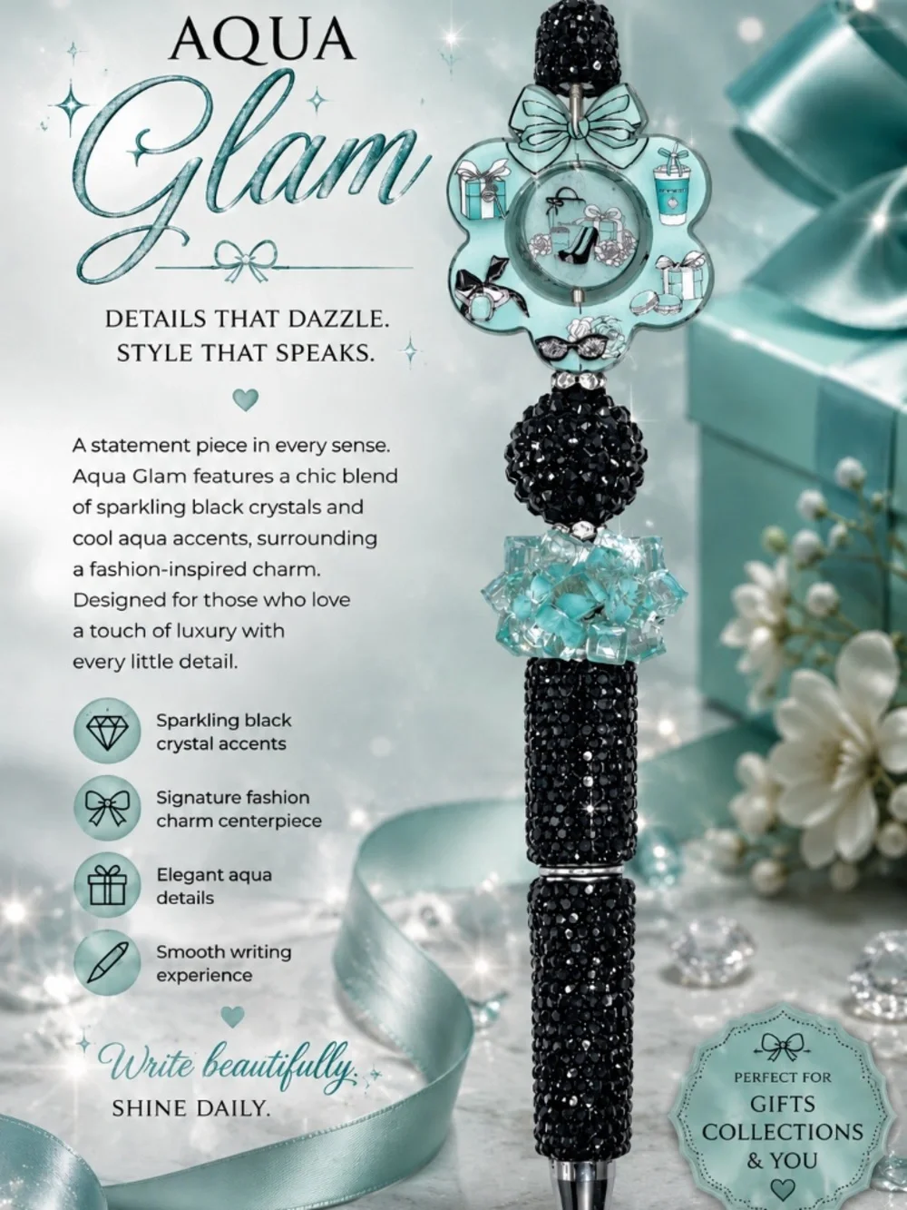 Aqua Noir Sparkle Pen